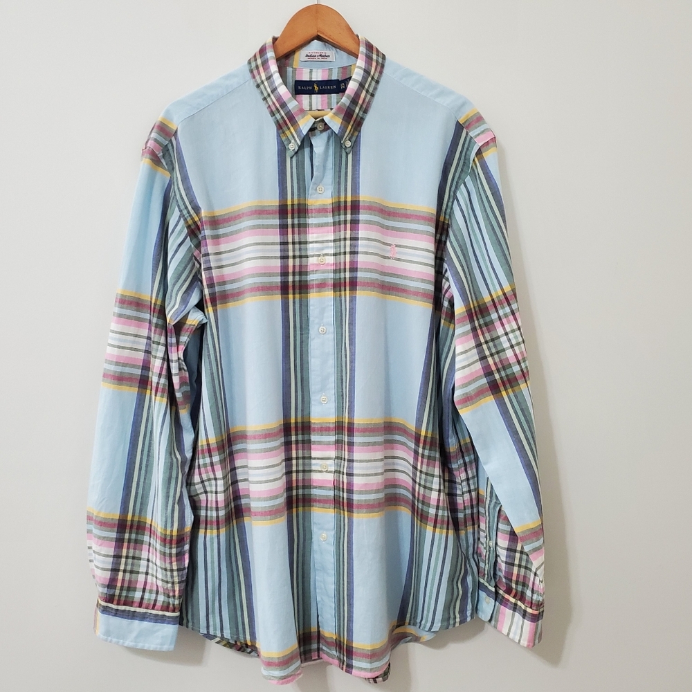 Ralph Lauren Authentic Indian Madras Long Sleeve Button Down Shirt XXL - Picture 2 of 8